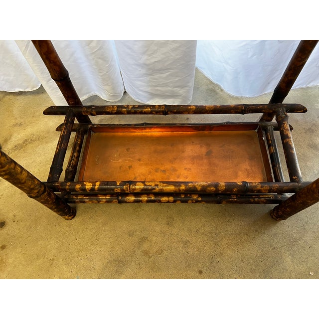 Early 20th Century Scorched Bamboo Hall Tree With Beveled Mirror For Sale - Image 10 of 11