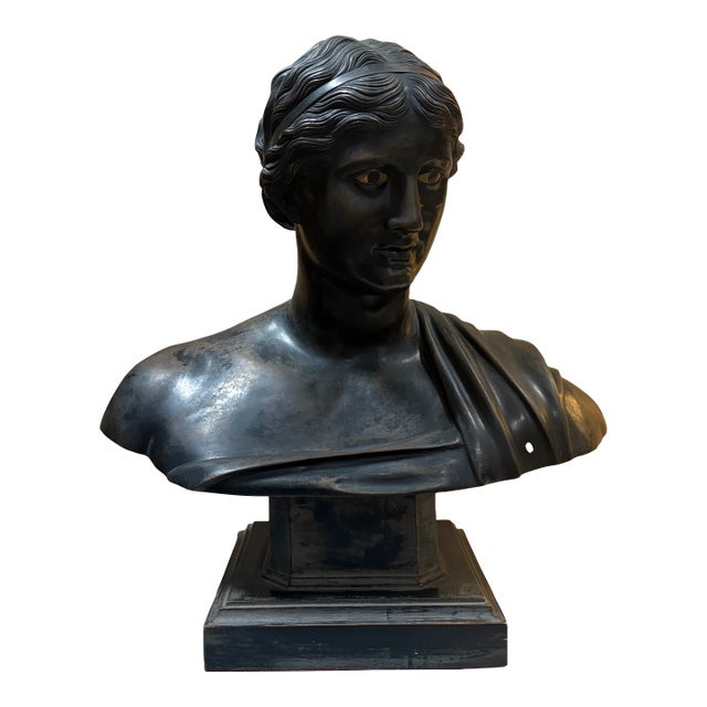 Italian Patinated Bronze Signed Bust of Sappho For Sale