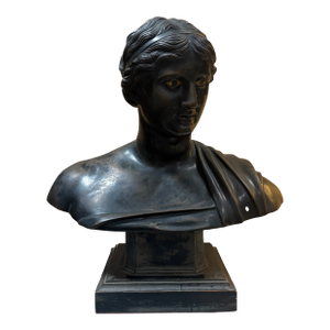 Italian Patinated Bronze Signed Bust of Sappho