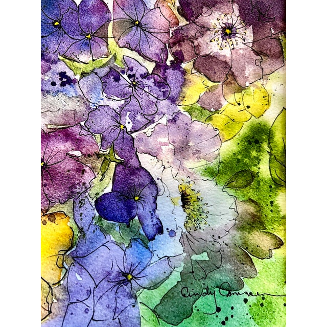 Paper Iceland Poppies and Sweet Peas Watercolor Painting Giclee Print For Sale - Image 7 of 8