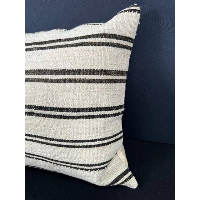 Contemporary Turkish Hemp Pillow Cushion Natural Beige Black Pillow Cushion Cover 20x20 For Sale - Image 3 of 4