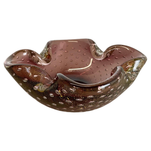 Large Murano Glass Gold Dust Bowl Element Shell Ashtray, Italy, 1970s