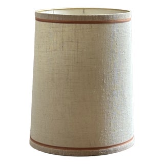 Large Mid-20th Century Drum Shade W/ Peach & Salmon Decorative Trim For Sale