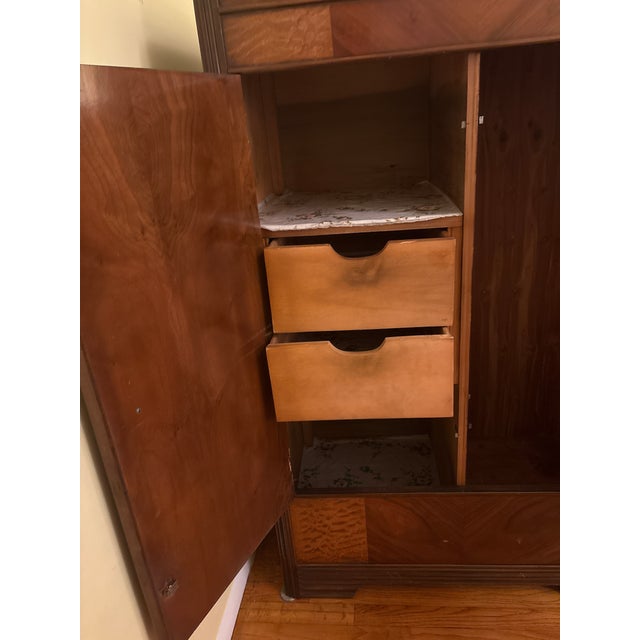 Wood 1920s Waterfall Armoire For Sale - Image 7 of 8