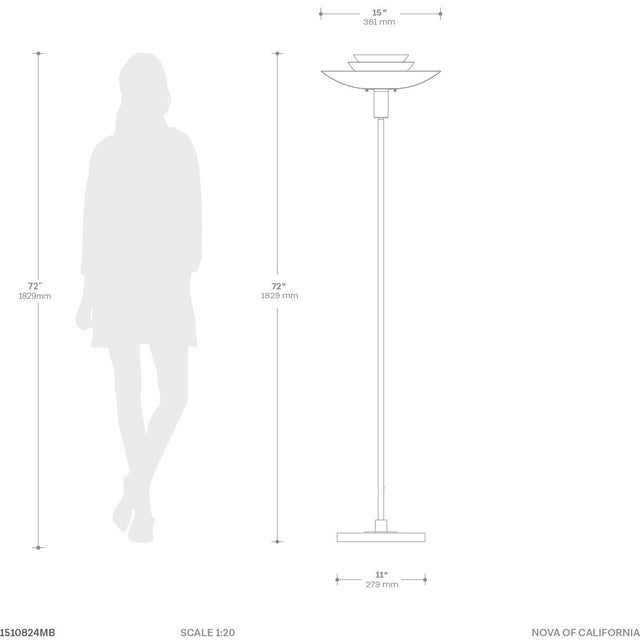 Rancho Mirage Torchiere Floor Lamp - Matte Black & Gold-Leaf Shade, Weathered Brass, Black Marble Base, Dimmer For Sale - Image 9 of 12