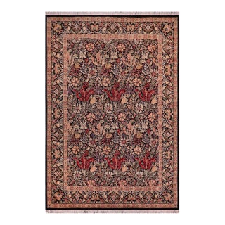 Shabby Chic Willaim Morris Design Black/Black Wool Rug - 9'0'' X 12'2'' For Sale