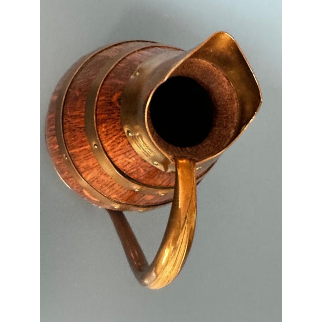 Mid-Century Modern Oak and Brass Pitcher by Gérard Lafitte, France, 1950s For Sale - Image 3 of 17