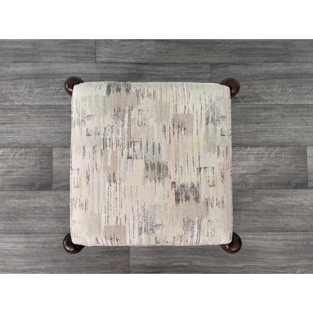 Small Vintage Upholstered Wooden Ottoman, 1970s For Sale - Image 11 of 12