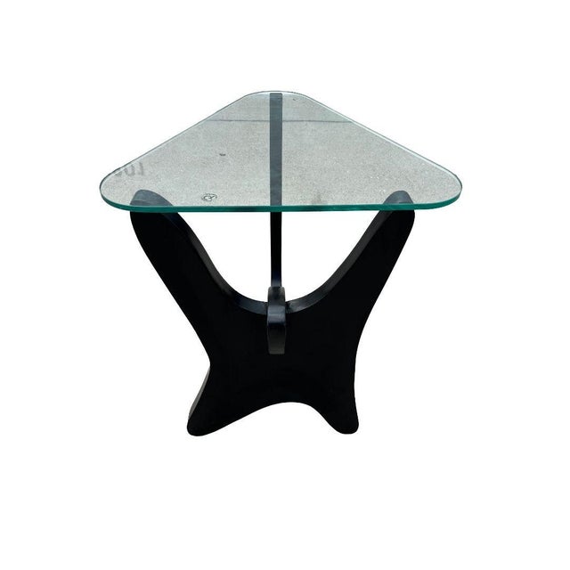 1950s Noguchi Style Biomorphic "Airplane" Side Table W/ Triangle Glass Top For Sale - Image 4 of 4