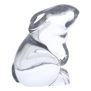Baccarat France Crystal Seated Bunny Rabbit Figurine 3" For Sale