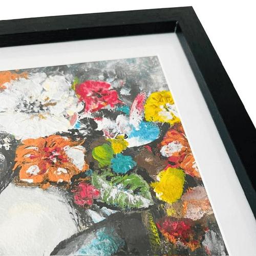 Hand-Painted Portrait Flower Fairy with Black Frame For Sale - Image 4 of 9