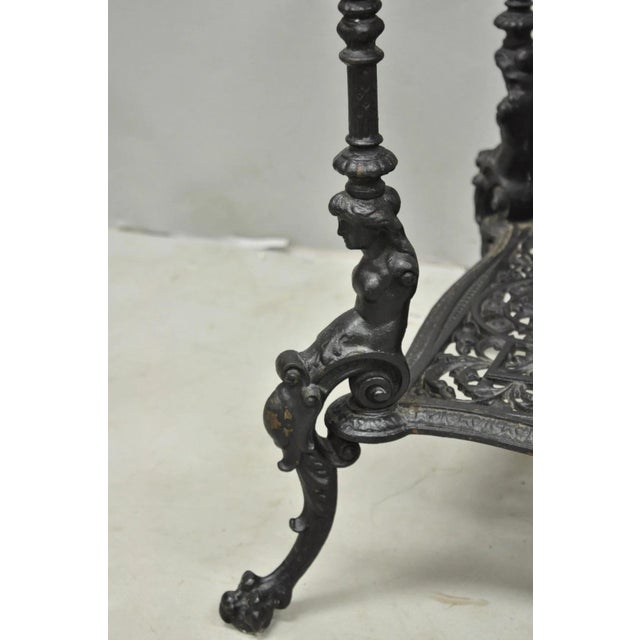 Metal Antique French Renaissance Victorian Cast Iron Figural 3 Tier Plant Stand Table For Sale - Image 7 of 18