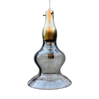 Vintage Italian Pendant in Grey and Golden Glass from Mariana Iskra Atelier, 1990s For Sale