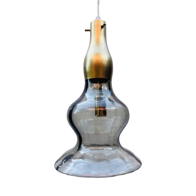 Vintage Italian Pendant in Grey and Golden Glass from Mariana Iskra Atelier, 1990s For Sale