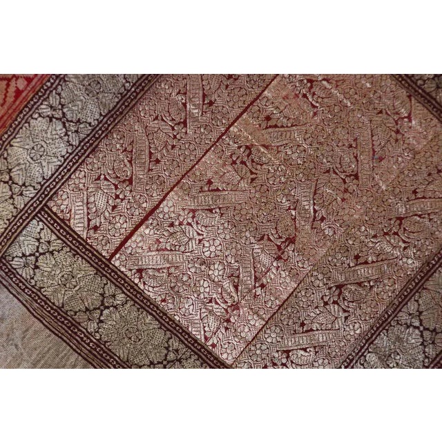 Decorative Vintage Throw Pillow Made From Silk Sari Borders, India For Sale - Image 11 of 13