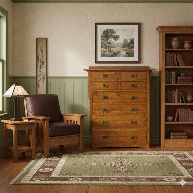 Mission Mission Quarter Sawn Oak 8 Drawer Dresser For Sale - Image 3 of 7