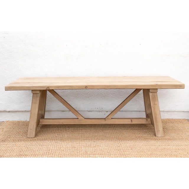 Rustic 96-Inch Reclaimed Wood Trestle Dining Table For Sale - Image 3 of 12