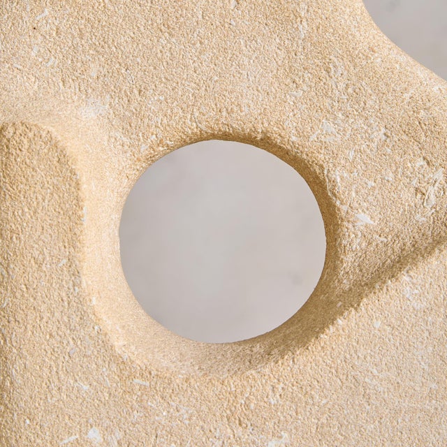 1960s French Abstract Limestone Table Lamp with Yellow Shade by Albert Tormus, 1960s For Sale - Image 5 of 12