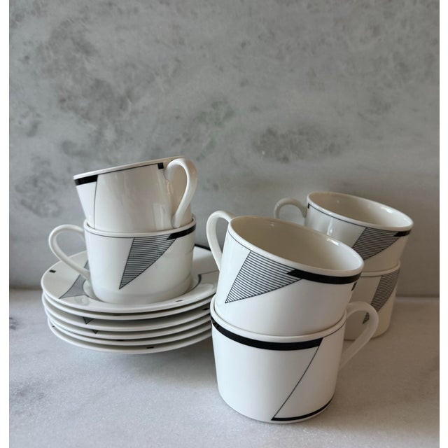 Postmodern Christopher Stuart Optima Coffee Cups and Saucers - Set of 6 For Sale - Image 3 of 11