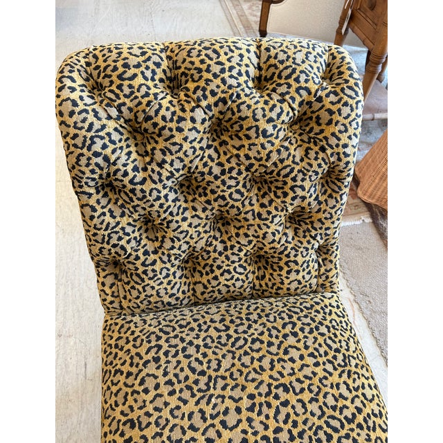 Textile Upholstered Leopard Print Chenille French Bench For Sale - Image 7 of 8