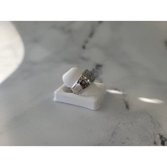 2020s Three Row Princess Cut Diamond Statement Ring 2.22cttw 14k White Gold, Size 6.5 For Sale - Image 5 of 5