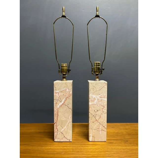 1960s Marble Column Lamps After Gibbings For Sale - Image 5 of 5