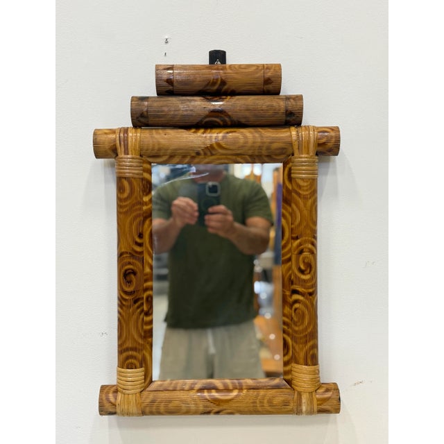 Coastal Vintage Decorative Coastal Bamboo Mirror For Sale - Image 3 of 8