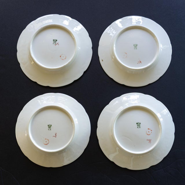 Late 19th Century 1890s German Ct Carl Tielsch Hand Painted Porcelain Floral Dessert or Salad Plates For Sale - Image 5 of 10