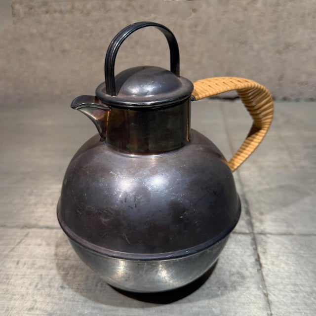 Mid-Century Modern Antique e.g. Webster & Sons Silver Plated Teapot Cane Wrapped Handle For Sale - Image 3 of 8