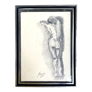1970s Nude Framed Drawing For Sale