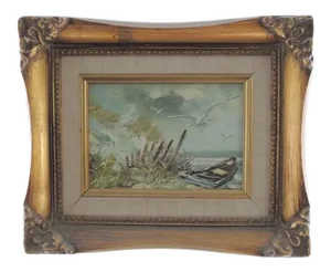 Mid 20th Century California Seascape Oil Painting by Panetere, Framed