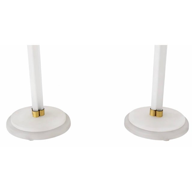 Postmodern Pair of Sandblasted Lucite Torchieres by Karl Springer From 70's For Sale - Image 3 of 9