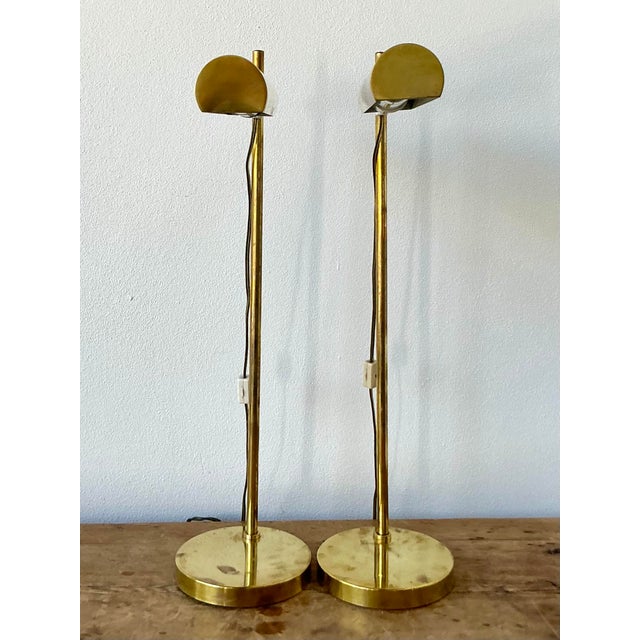Mid-Century Modern Vintage Boho Modernist Brass Table Lamps - A Pair For Sale - Image 3 of 8