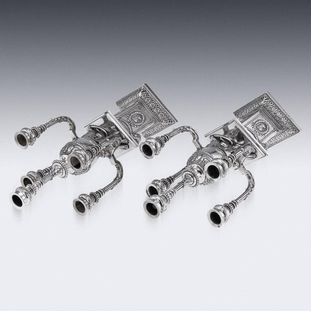 Silver Antique German Hanau Silver Candelabras, 19th Century, Set of 2 For Sale - Image 8 of 18