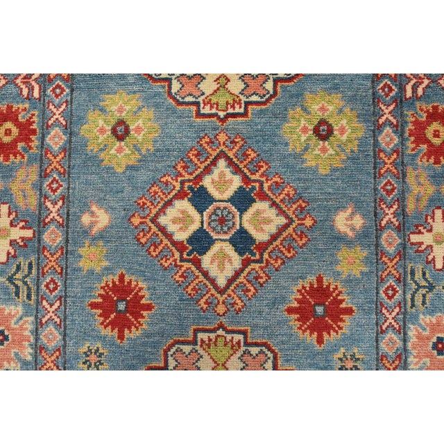 Blue Kazak Runner 2’8” X 9’8” Blue Wool Tribal Hand-Knotted Oriental Rug For Sale - Image 8 of 12