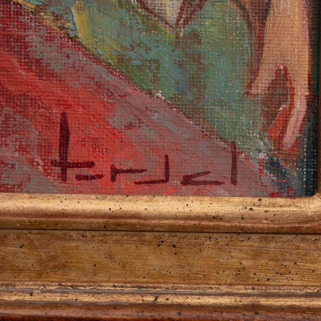 Mid 20th Century France Pink Canvas Painting For Sale - Image 10 of 15