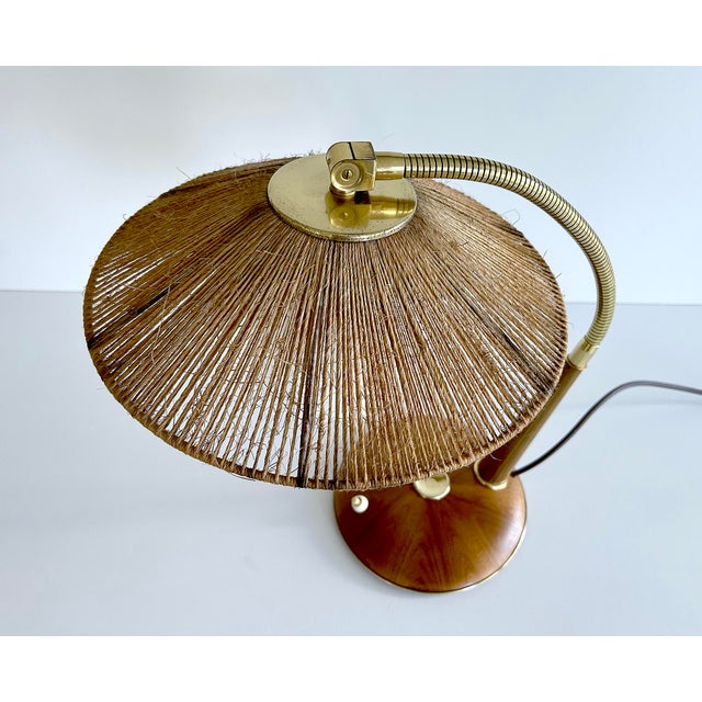 Vintage Desk Lamp in Sisal and Wood from Temde, 1960s For Sale - Image 14 of 18