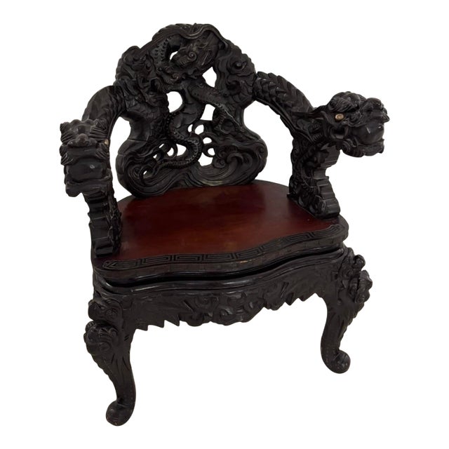 Japanese Meiji-Era Export Dragon Armchair (c.1900) For Sale
