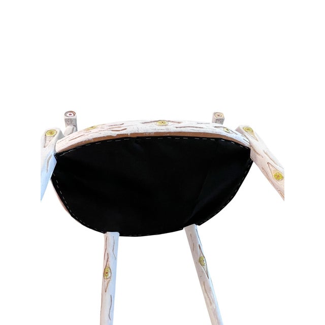 Navy Blue Pair of Faux Bois Louis XVI Style Oval Back Armchairs in Whitewashed Finish For Sale - Image 8 of 8