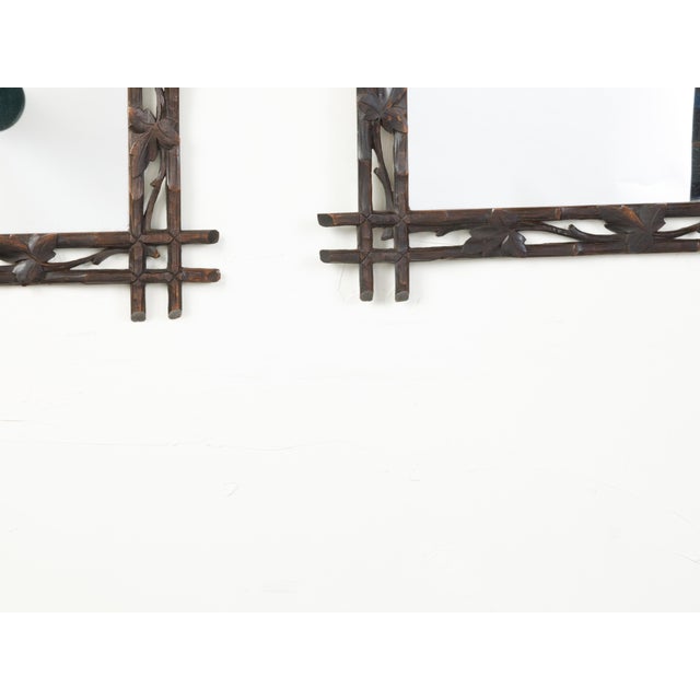 Black Forest 1900s Mirror with Carved Vine Motifs and Intersecting Corners For Sale - Image 4 of 7