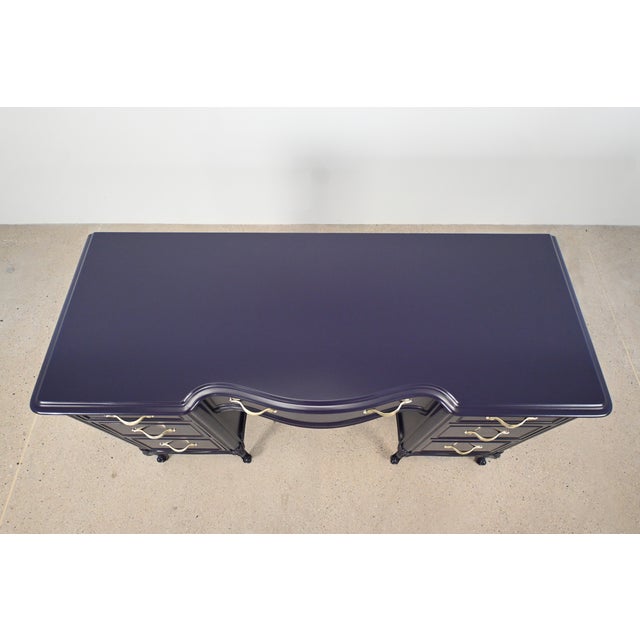 Wood Drexel French Louis XV Dark Plum Desk With Cabriole Legs | Newly Refinished For Sale - Image 7 of 15