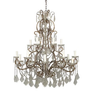 Monumental Vintage Italian Crystal Beaded Chandelier For Sale