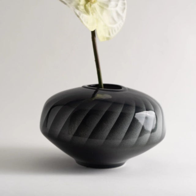 Vintage Grey and Black Abstract Vase For Sale - Image 4 of 7