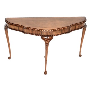 Antique Queen Anne Style Figured Walnut Console Table, 1900s For Sale
