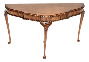 Antique Queen Anne Style Figured Walnut Console Table, 1900s