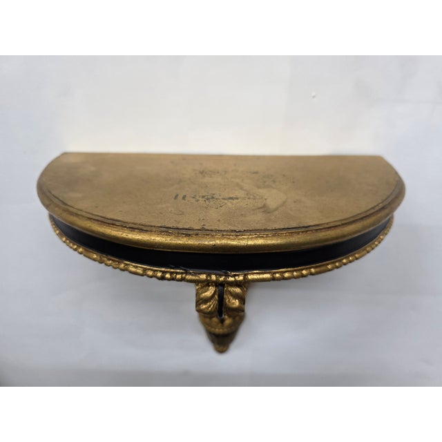 Neoclassical Vintage Neoclassical Giltwood Wall Shelf With Black Trim For Sale - Image 3 of 10