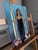 Early 21st Century Bring Forth Miracles by Aixa Oliveras | Oil and 24kt gold leaf on panel Woman in black dress surrounded by flowers. For Sale - Image 5 of 5