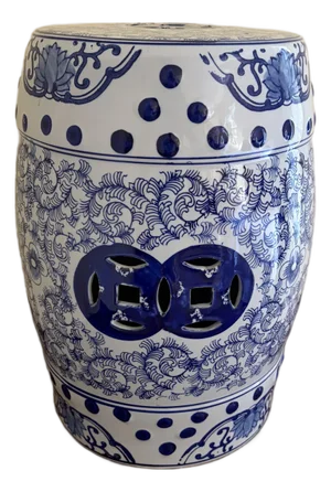 Late 20th Century Blue and White Porcelain Chinoiserie Chinese Garden Stool or Side Table