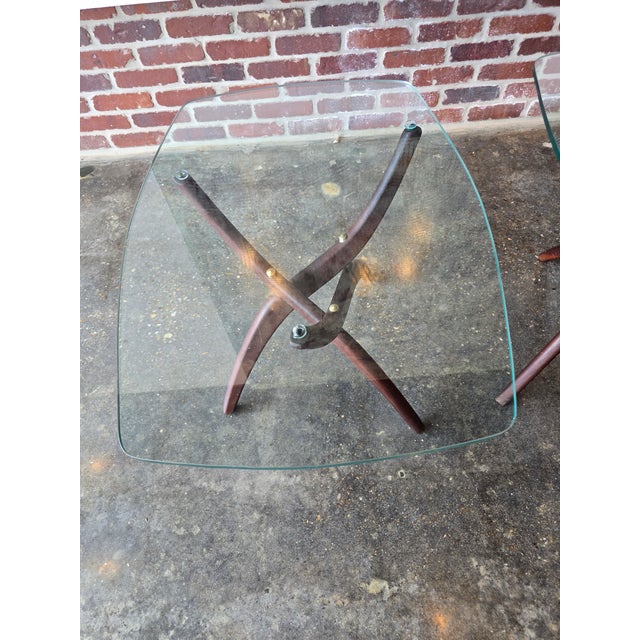Forest Wilson Pair Forest Wilson Walnut & Glass End Side Tables MCM Vintage For Sale - Image 4 of 10