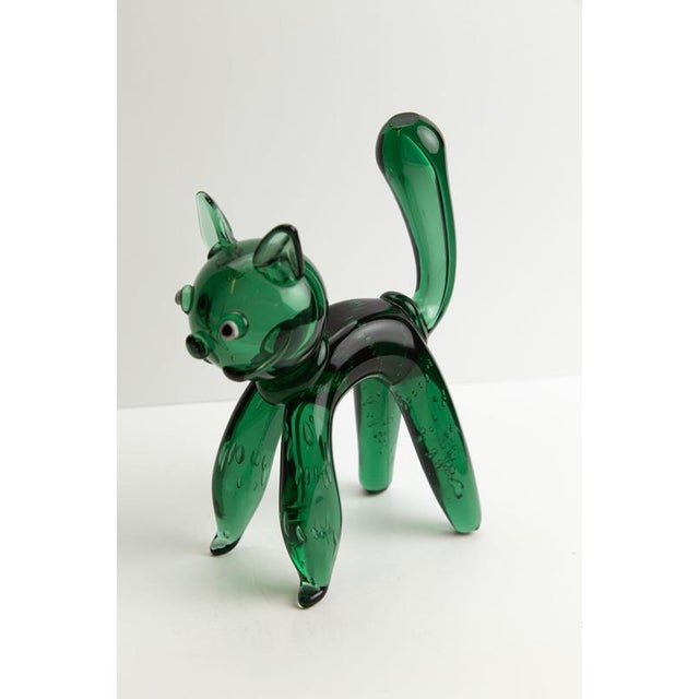 Green Glass Cat Sculpture attributed to Toso et Bagnoli, Empoli, 1950s For Sale - Image 9 of 10